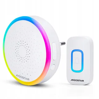 AIGOSTAR Draadloze Deurbel RGB Waterdicht IP55 150m 60 Melodieen Wit