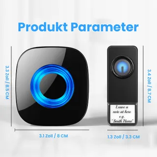 PHYSEN Draadloze Deurbel 400m IP55 4 Ontvangers 2 Zenders 58 Melodieën — miniatuur 7