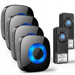 PHYSEN Draadloze Deurbel 400m IP55 4 Ontvangers 2 Zenders 58 Melodieën — miniatuur 1