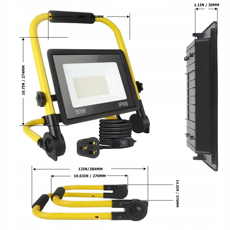LED Bouwlamp 50W 5400LM 6000K IP66 Kabel 35M — foto 7