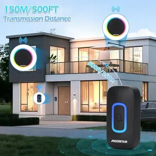 AIGOSTAR Draadloze Deurbel RGB IP55 Waterdicht 150m 60 Melodieën — miniatuur 3