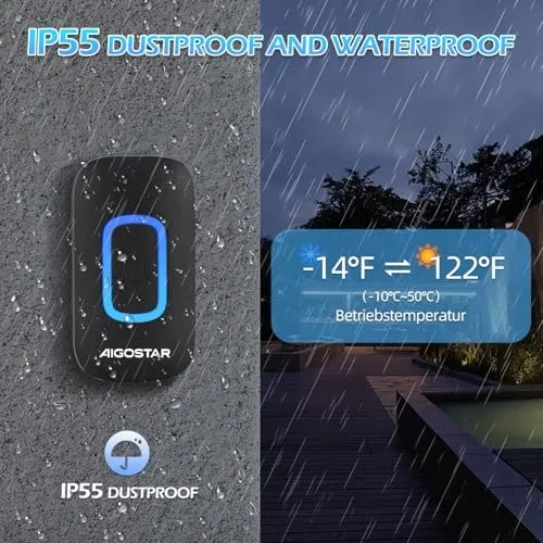 AIGOSTAR Draadloze Deurbel RGB IP55 Waterdicht 150m 60 Melodieën — foto 6