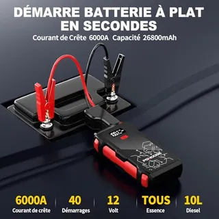 PGNOOGE 26800mAh 6000A Starthulp Auto 12V Diesel Benzine — miniatuur 2
