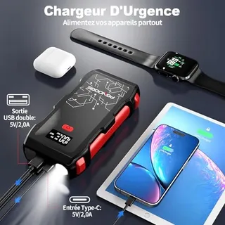PGNOOGE 26800mAh 6000A Starthulp Auto 12V Diesel Benzine — miniatuur 5