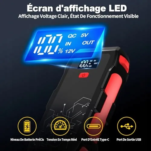 PGNOOGE 26800mAh 6000A Starthulp Auto 12V Diesel Benzine — foto 3