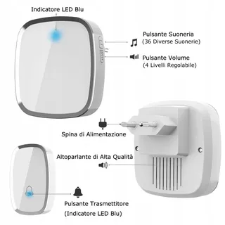 YYQ Draadloze Deurbel Waterdicht IP44 Bereik 300m LED 36 Melodieën — miniatuur 2