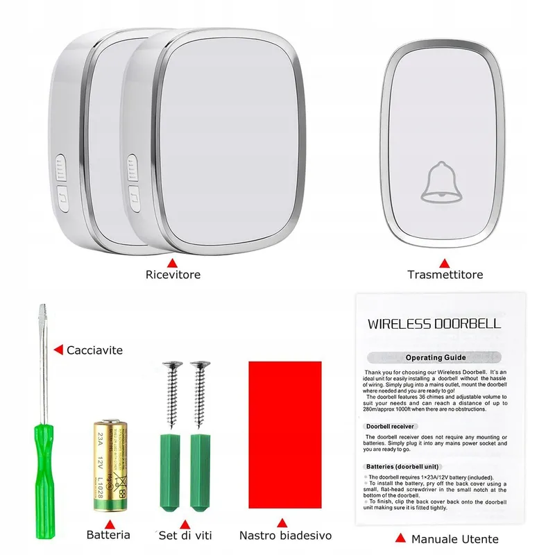 YYQ Draadloze Deurbel Waterdicht IP44 Bereik 300m LED 36 Melodieën — foto 7