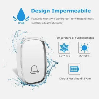 YYQ Draadloze Deurbel Waterdicht IP44 Bereik 300m LED 36 Melodieën — miniatuur 5