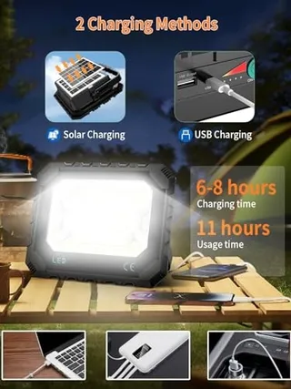 SOLAR LED Werklamp 120W 32000LM 24000mAh USB Camping — miniatuur 3