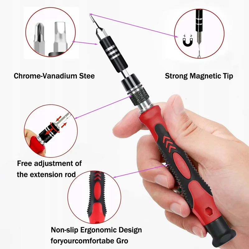 BAIYX Mini Schroevendraaier LED 124-in-1 Reparatiegereedschapsset — foto 4