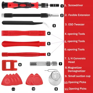 BAIYX Mini Schroevendraaier LED 124-in-1 Reparatiegereedschapsset — miniatuur 3
