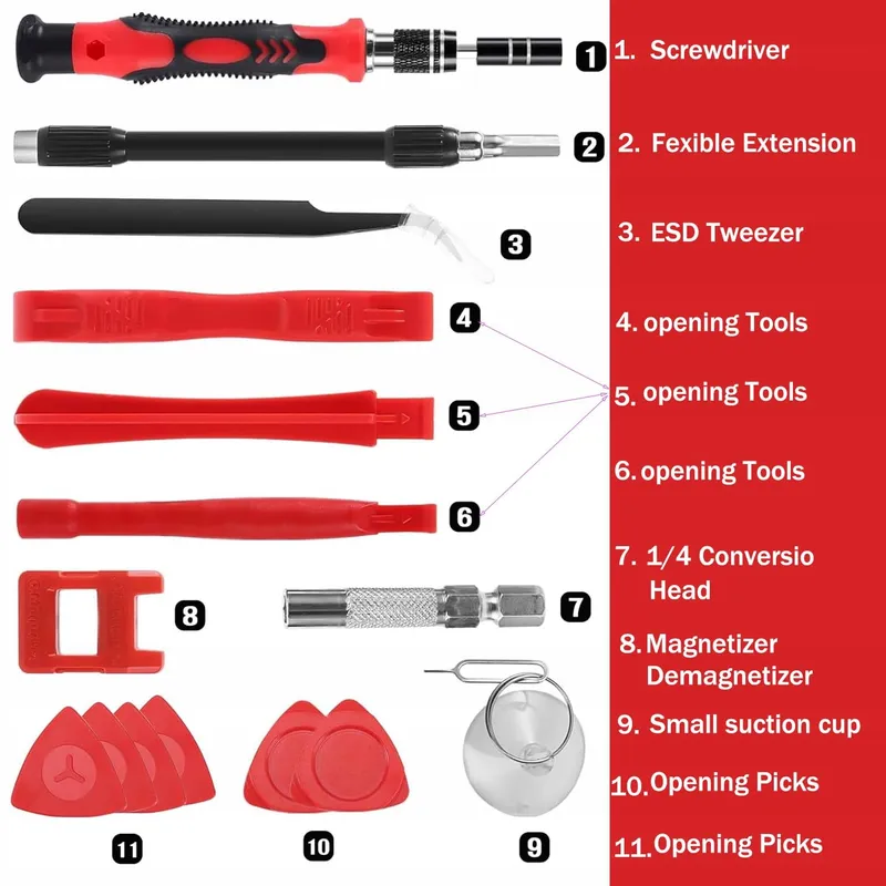 BAIYX Mini Schroevendraaier LED 124-in-1 Reparatiegereedschapsset — foto 3