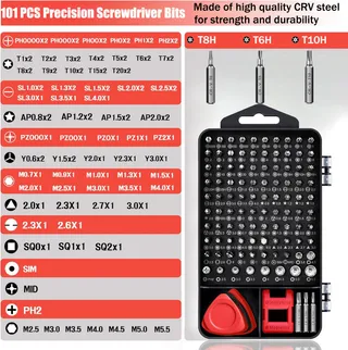 BAIYX Mini Schroevendraaier LED 124-in-1 Reparatiegereedschapsset — miniatuur 2