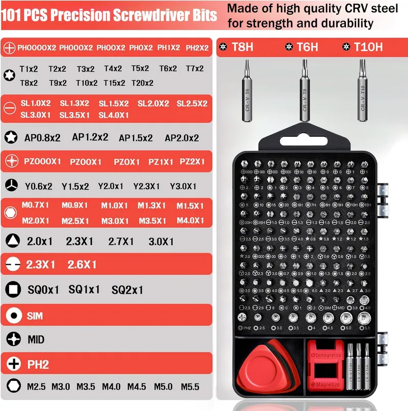 BAIYX Mini Schroevendraaier LED 124-in-1 Reparatiegereedschapsset — foto 2