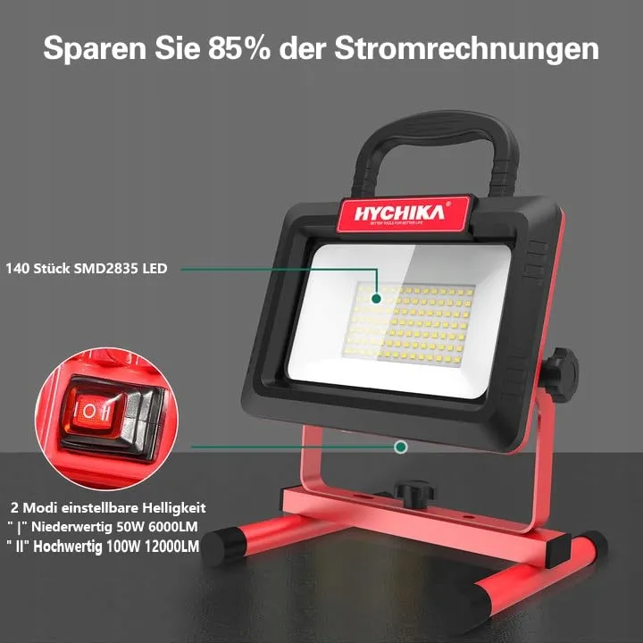 HYCHIKA LED Schijnwerper 100W 12000LM 6500K Draaibaar IP65 — foto 2