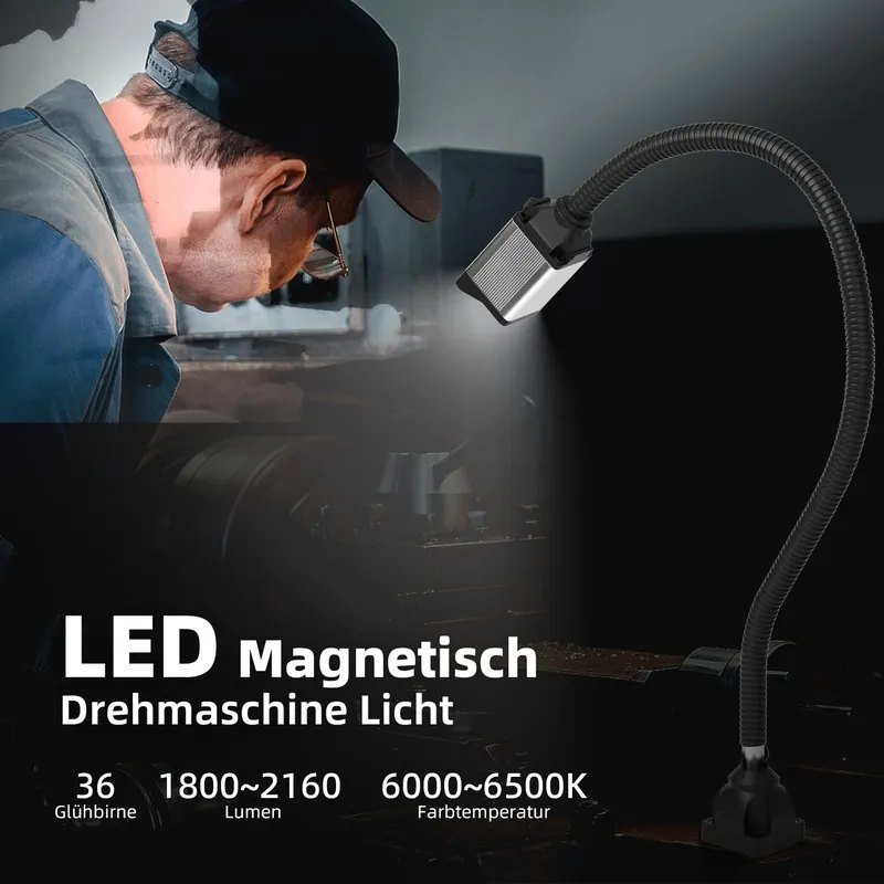 LED Machinelamp 20 Inch Flexibel 28 LED 1200 Lumen CNC Draaibank 12W — foto 2