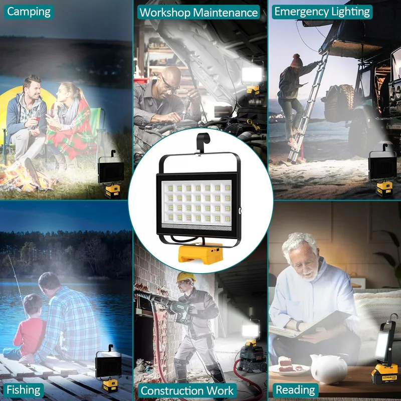 T-SUN LED Werklamp Dewalt 18V 100W 6000K Draagbaar Zonder Accu — foto 9