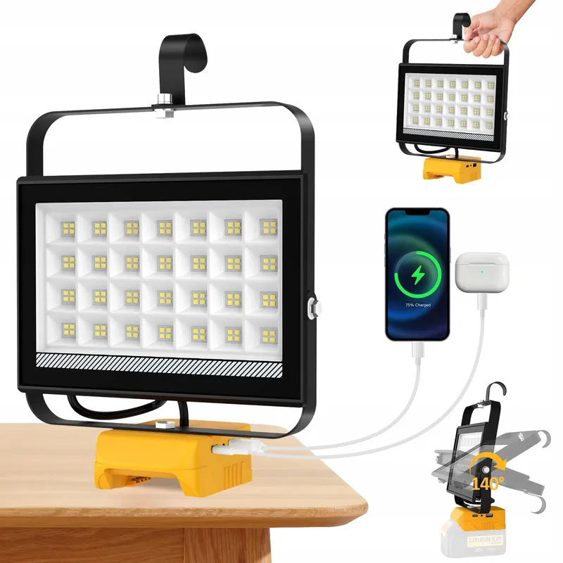 T-SUN LED Werklamp Dewalt 18V 100W 6000K Draagbaar Zonder Accu — foto 1
