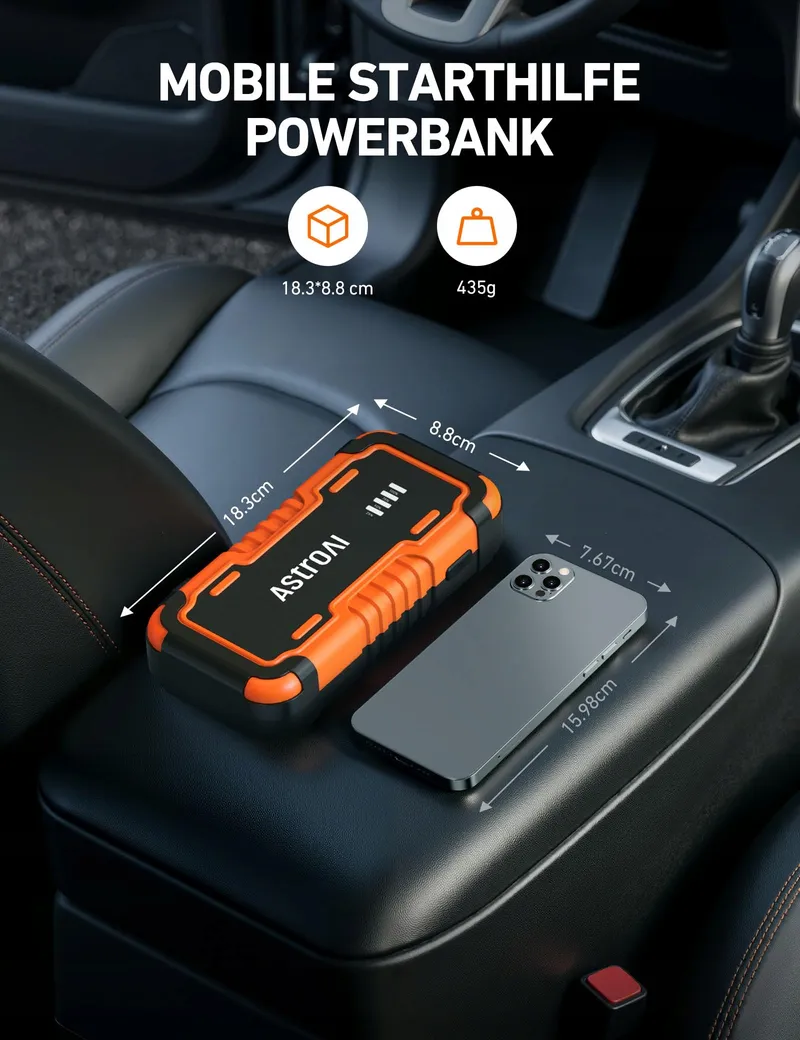 ASTROAI P10 Starthulp Powerbank 3000A Auto Benzine Diesel LED — foto 8