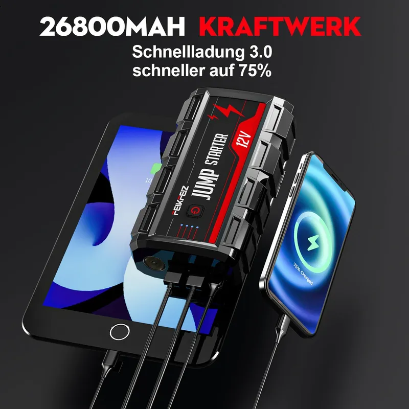 FEIKFEIZ Powerbank 6000A 26800mAh Auto Benzine Diesel LED USB3.0 — foto 4