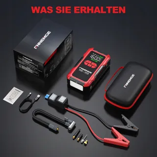FNNEMGE Jumpstarter 26800mAh 6500A Compressor 160PSI LCD LED — miniatuur 8