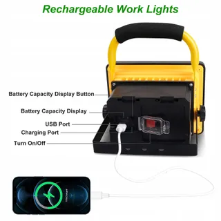 T-SUN 40W LED Schijnwerper Accu Draagbaar IP65 Waterdicht Camping — miniatuur 5