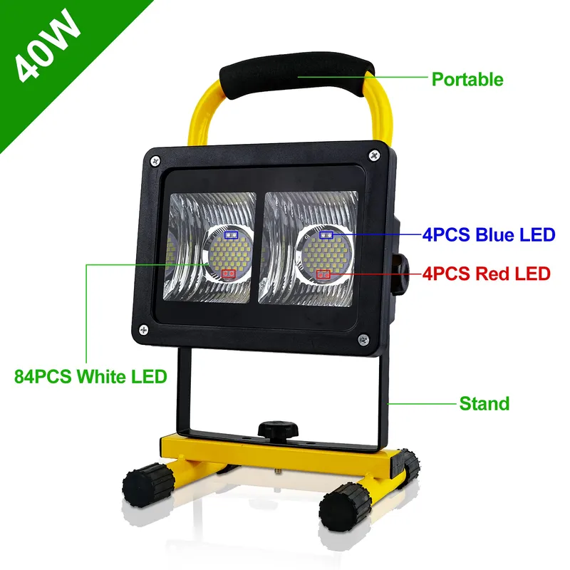 T-SUN 40W LED Schijnwerper Accu Draagbaar IP65 Waterdicht Camping — foto 4