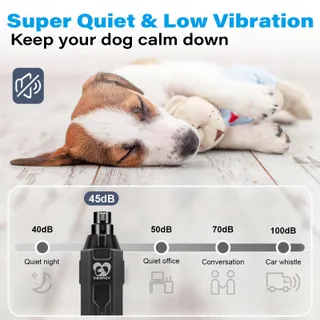 CASFUY Nagelslijper voor Honden 6-Snelheden Superstil Elektrisch Zwart — miniatuur 4