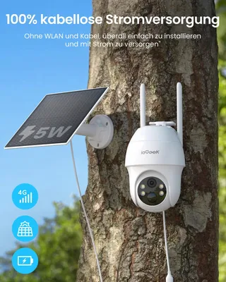 IEGEEK Camera Buiten 4G LTE 2K Solar SIM PIR 350° Audio — miniatuur 3