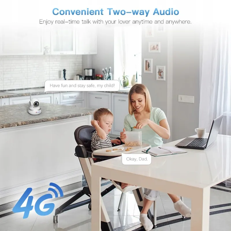 CTRONICS 4G LTE Binnencamera 360° PTZ Bewegingsdetectie SIM — foto 7