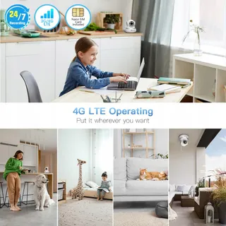CTRONICS 4G LTE Binnencamera 360° PTZ Bewegingsdetectie SIM — miniatuur 2