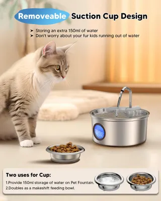 KITTYSPOUT Drinkfontein Katten 32L Roestvrij Staal Stil met Filters — miniatuur 3