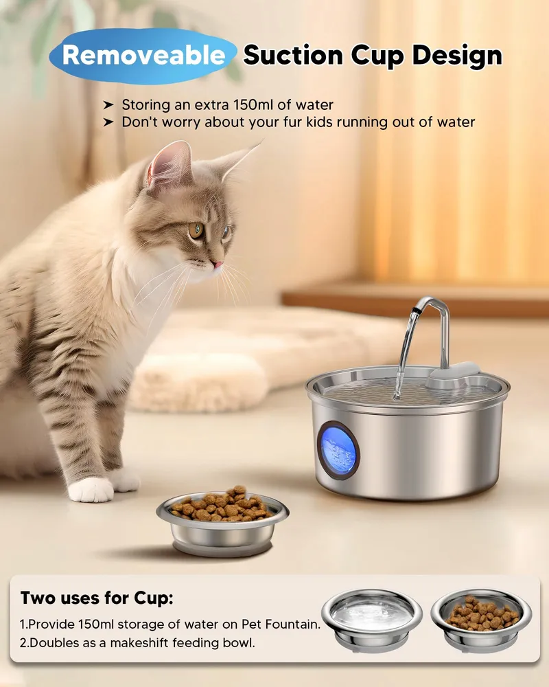 KITTYSPOUT Drinkfontein Katten 32L Roestvrij Staal Stil met Filters — foto 3
