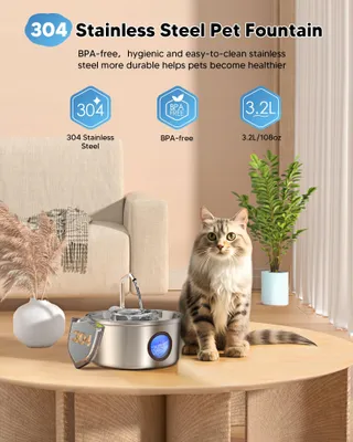 KITTYSPOUT Drinkfontein Katten 32L Roestvrij Staal Stil met Filters — miniatuur 2