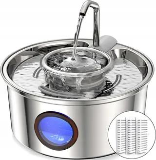 KITTYSPOUT Drinkfontein Katten 32L Roestvrij Staal Stil met Filters — miniatuur 1
