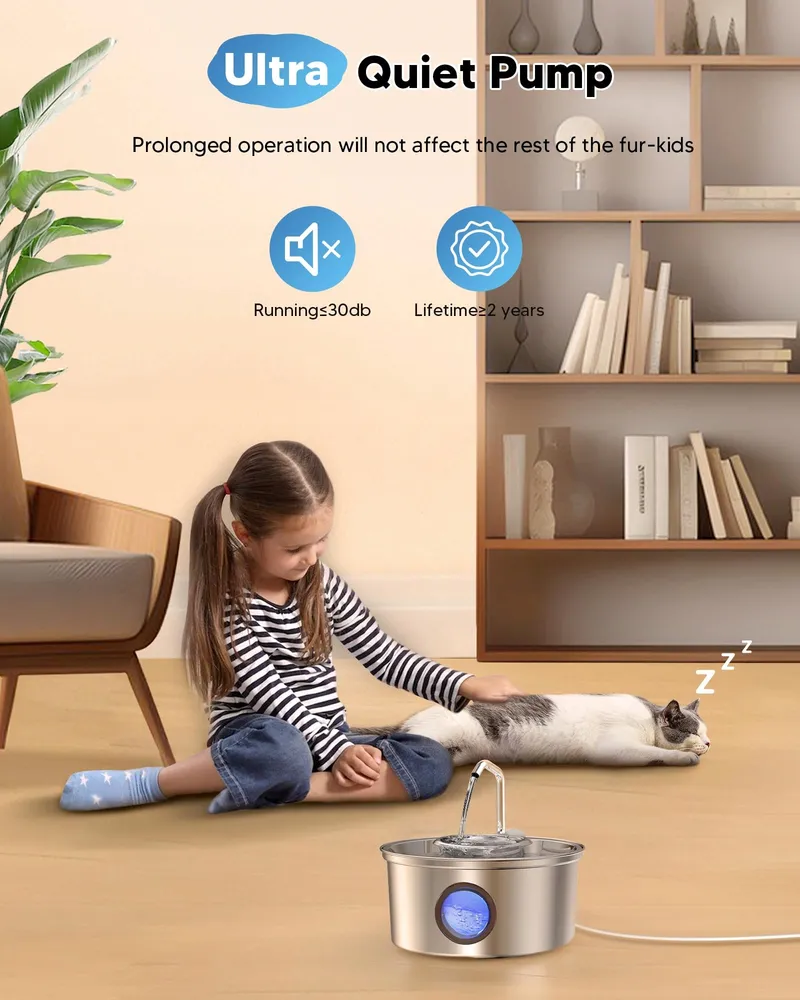 KITTYSPOUT Drinkfontein Katten 32L Roestvrij Staal Stil met Filters — foto 5