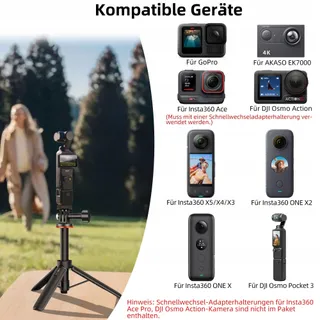 Vkesen Selfiestick Statief 51cm GoPro DJI AKASO Actiecamera's — miniatuur 2