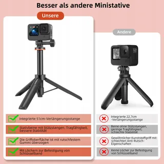 Vkesen Selfiestick Statief 51cm GoPro DJI AKASO Actiecamera's — miniatuur 7
