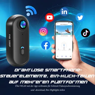 BAOBYLON Mini Action Cam WiFi 1080P Onderwater Helm Fiets Zwart — miniatuur 6