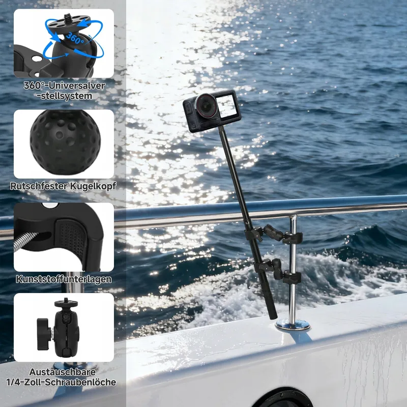 PETOUR Selfiestick 150cm Motor Fiets Insta360 X5 X4 X3 — foto 5