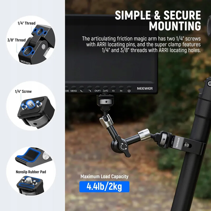 NEEWER Magic Arm 7" Super Clamp Camera Monitor Houder — foto 4