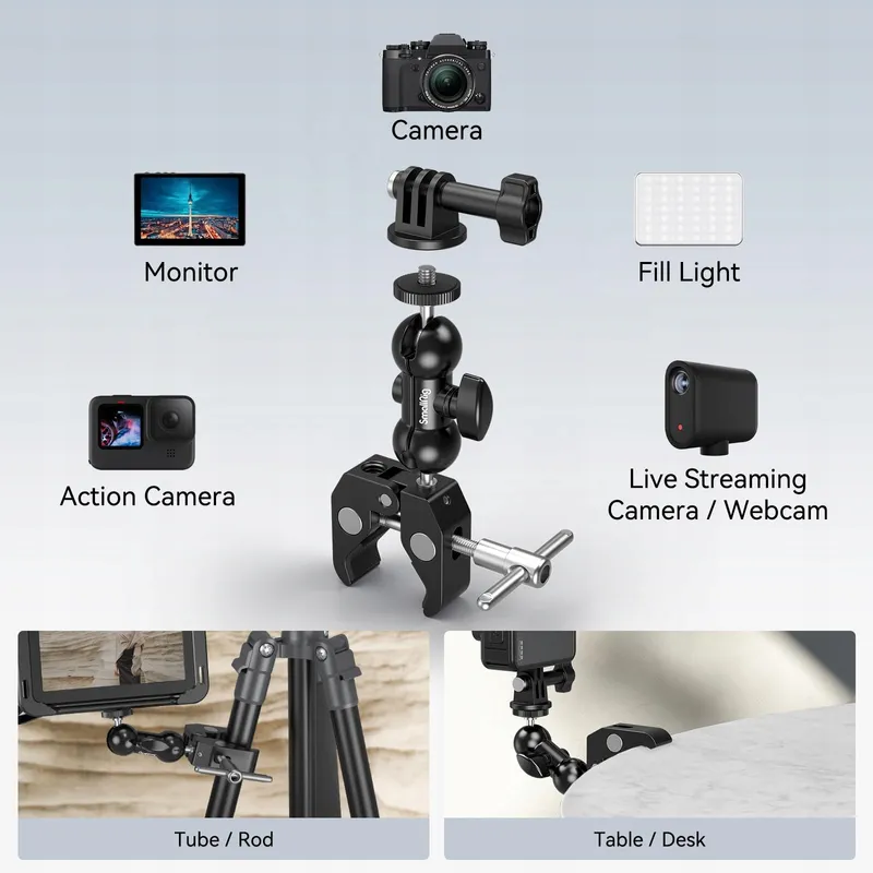 SMALLRIG 1138B Mini Magic Arm Super Clamp 360 GoPro 1,5kg — foto 4