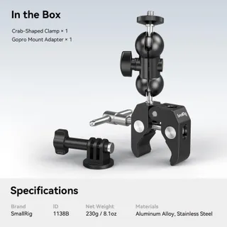 SMALLRIG 1138B Mini Magic Arm Super Clamp 360 GoPro 1,5kg — miniatuur 7