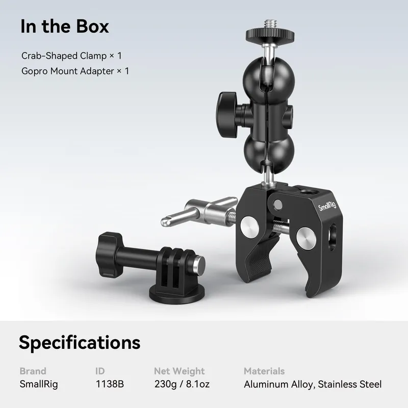 SMALLRIG 1138B Mini Magic Arm Super Clamp 360 GoPro 1,5kg — foto 7