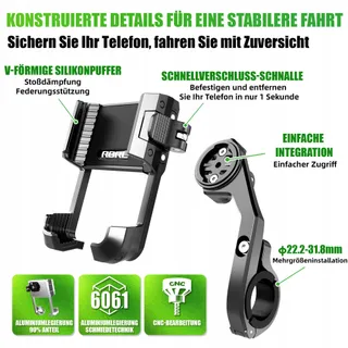 RBRL Fietstelefoonhouder CNC Aluminium Antitrilling 4-7 inch — miniatuur 3