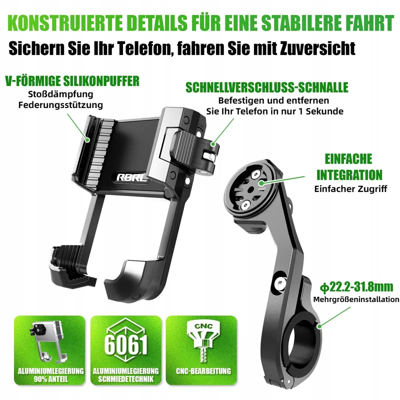 RBRL Fietstelefoonhouder CNC Aluminium Antitrilling 4-7 inch — foto 3