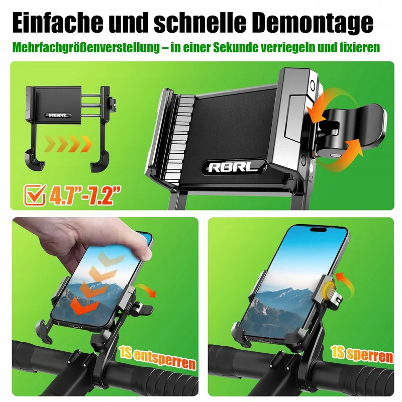 RBRL Fietstelefoonhouder CNC Aluminium Antitrilling 4-7 inch — foto 2