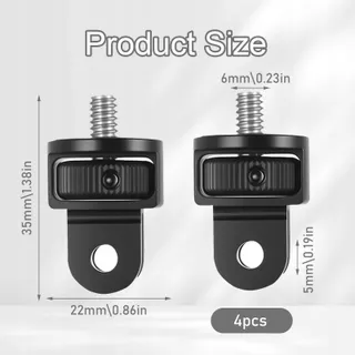 ENIYOU Statiefadapter 1/4" GoPro Sony 4 Stuks Zwart — miniatuur 2