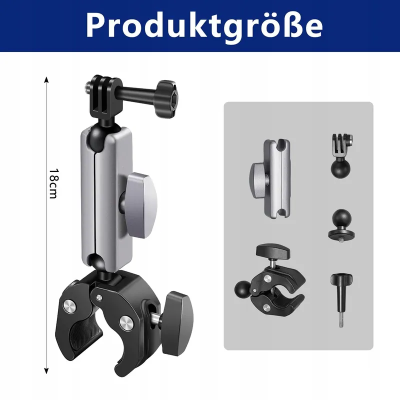 VZU Motorhouder GoPro Insta360 DJI Dual 360° Draaibaar Fiets — foto 2