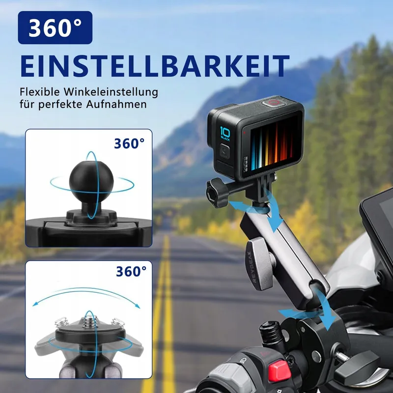 VZU Motorhouder GoPro Insta360 DJI Dual 360° Draaibaar Fiets — foto 5